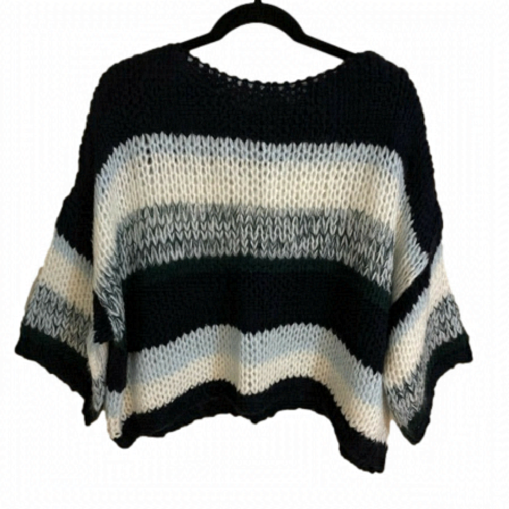Press  Boxy Colour Block Soft Loose Knit Sweater Drop Shoulder, Size …